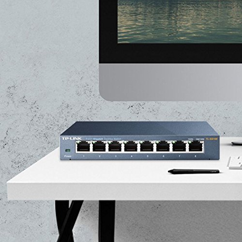 TP-Link 8 Port Gigabit Ethernet Network Switch - Ethernet Splitter | Plug & Play | Fanless | Sturdy Metal w/ Shielded Ports | Traffic Optimization | Unmanaged | Lifetime Protection (TL-SG108)