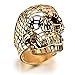Mens Stainless Steel Ring, Biker, Gold, Skull, Hollow, KR2120 (9)