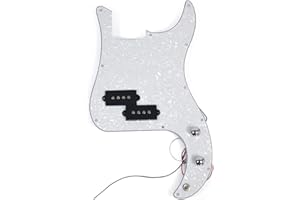 ROZILO White Pearl Pre-wired Bass Pick Guard Loaded P Bass Pickguard for Precision P Bass