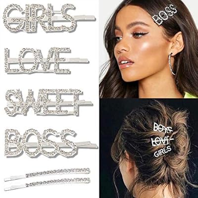Amazon Com 6pcs Sparkly Letter Hair Clip Word Barrettes Pins