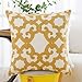 HWY 50 Mustard Yellow Decorative Throw Pillow Covers 18x18 Inch (1 Piece), Embroidered Cotton Farmhouse Cushion Cover Pillow Case for Sofa Couch Living Room Bed, Geometric