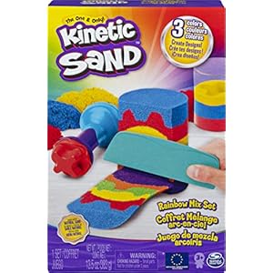 Kinetic-Sand-Rainbow-Mix-Set-with-3-Colours-of-Kinetic-Sand-382g-and-6-Tools-for-Kids-Aged-3-and-Up-Styles-Vary Kinetic Sand, Rainbow Mix Set with 3 Colours of Kinetic Sand (382g) and 6 Tools, Sensory Toy and Gift for Kids Aged 3…