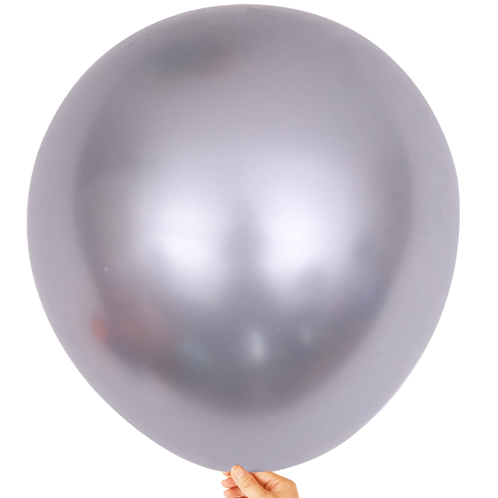10pcs 18 inch Metallic Silver Balloons, Thick Latex
