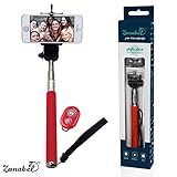 Zonabel Selfie Stick - No 1 Best Seller Extendable Monopod With Bluetooth Remote for iPhone & Android - Red