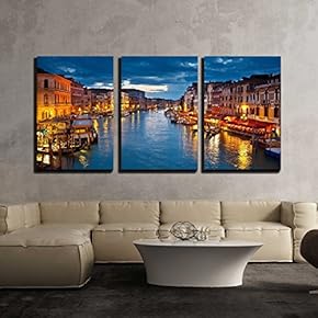 Grand Canal at Night Venice x3 Panels