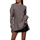 Aygience Women's Fall Fashion Casual Knit Sweaters Crewneck Long Sleeve Lightweight Winter Tops