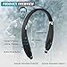 Bluetooth Headset, MOSCHE Bluetooth 4.1 Wireless Stereo Headphones Headsets Neckband with Retractable Bluetooth Earbuds with Mic for iPhone and Android Cell Phone(Black)