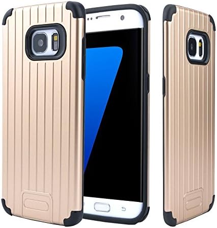 Samsung Galaxy S7 Edge Case, TOP COVER [Luggage] Ultra Protective Dual Layer TPU Bumper + Hard Polycarbonate Back Plate Heavy Duty Cover + Shock Absorbing for Samsung Galaxy S7 Edge [Champagne Gold]