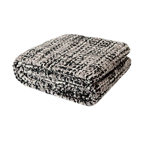 HollyHOME Throw Blanket Chic Boho 60x70 Inch Luxury Soft Microfiber All Season Blanket with Tassels, Ideal for Bed or Couch, Black