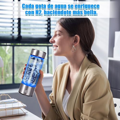 20.5 x 7 CM, Copo de Saúde Portátil Rico em Hidrogênio, Gerador de Garrafa de Água de Hidrogênio, Ionizador de Agua, Máquina Ionizadora de Água de Hidrogênio Recarregável para Viagens em Casa