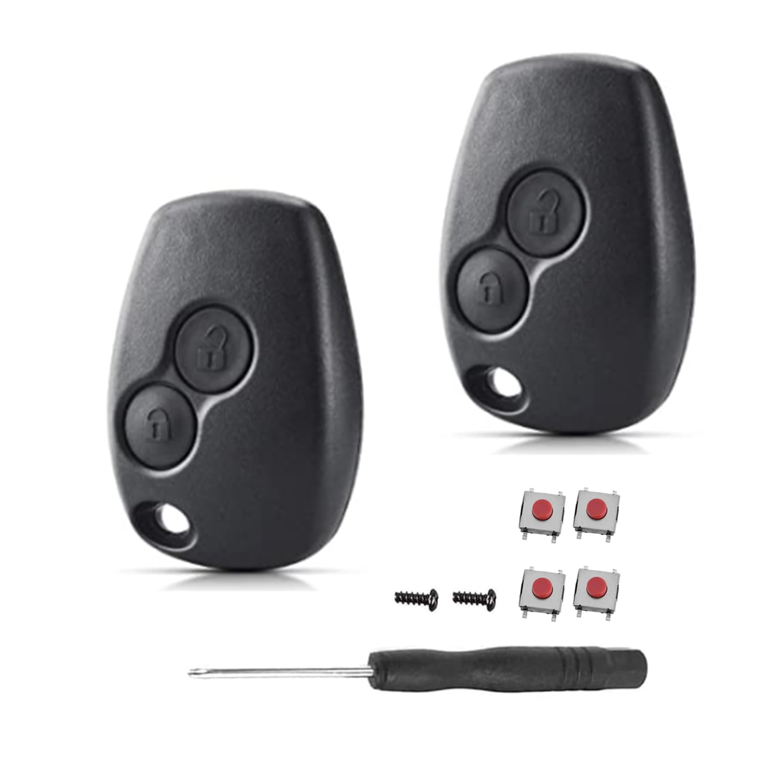SLshiBo 2 Pack Renault Key Shell 2 Buttons Car Key Housing Renault with 4 Micro Buttons and Screwdriver Compatible with Renault Twingo 2 Kangoo Modus Dacia Clio and Trafic (9.9 mm)