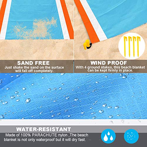 Mumu Sugar Sand Free Beach Blanket, 79''×83'' Extra Large Outdoor