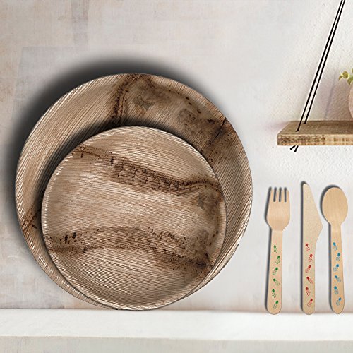 CaterEco Round Palm Leaf Plates Set Pack of 50 (25) Dinner Plates