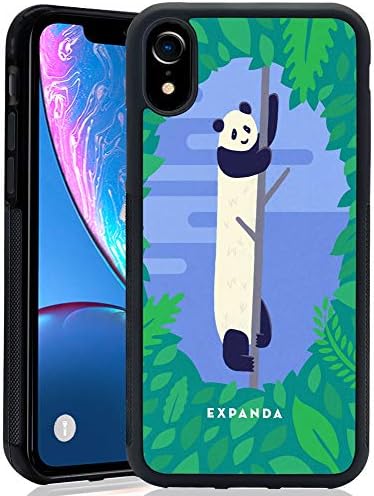 iPhone XR Black Case Design Pattern,Soft TPU and Rubber Bumper Anti-Scratch Protective Phone Case for iPhone XR-Bamboo Panda