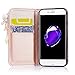 iPhone 7 Case, CinoCase Luxury 3D Bling Crystal Rhinestone Wallet Leather Purse Flip Card Pouch Stand Cover Case with Shiny Diamond Pearls & Lovely Heart Pendant for iPhone 7 - Rose Gold