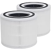 2 Pack Core 300 Replacement Filter for LEVOIT Core 300/ Core 300S/ Core 300-P/Core 300S-P Air Purifiers, 3-in-1 Pre, H13 True Activated Carbon Filtration System, White