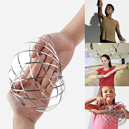 FM Fidget Magic Ring, Kinetic Spiral Flow Spring Ring Toys with 3D Novelty Shape, Stress Relief and Decompression, Interactive Multi-Sensory New Toys for Adults and Kids(Silver) - Thumbnail 5