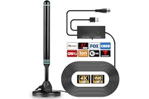 DOCUTCA TV Antenna-TV Antenna Indoor, Smart TV Antenna 600+ Miles Coverage Range, HD TV Antenna for Local Channels, Support 4K 1080P & Signal Amplifier, 18ft High Performance Coax Cable, Support All TV.