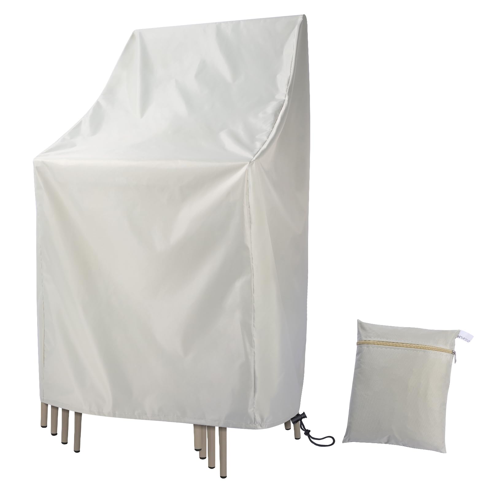Ricyea Garden Stacking Chair Cover Waterproof 210D Oxford Fabric Garden Furniture Covers, Stackable Outdoor Chairs Covers for Patio, 64x64x70/120cm (1pc, Beige)