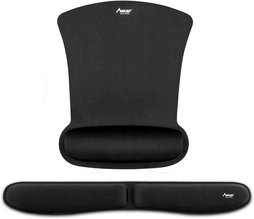 MAD GIGA Upgrade Foldable Keyboard Pad Memory Foam Mouse Pad with Wrist Support Ergonomic Wrist Support,Computer,Laptop,Office，Mouse Pad for Work from Home