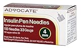 Advocate Insulin Pen Needles - 33G x 4mm 100/box 