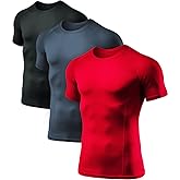ATHLIO Men's Cool Dry Short Sleeve Compression Shirts, Sports Baselayer T-Shirts Tops, Athletic Workout Shirt