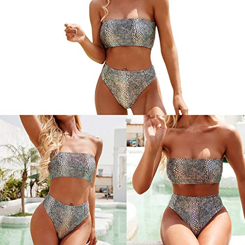 51lQbS0pA9L Fransande - Bikini para mujer, diseño de serpiente, color plateado Fransande - Bikini para mujer, diseño de serpiente, color plateado - Imagen 5