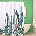 BLEUM CADE Smurfs Yingda Bathroom Shower Curtain Tropical Cactus Shower Curtains with 12 Hooks, Flowers Blossom Bath Curtain Durable Waterproof Fabric Bathroom Curtain (Cactus, 70 × 69 inches)