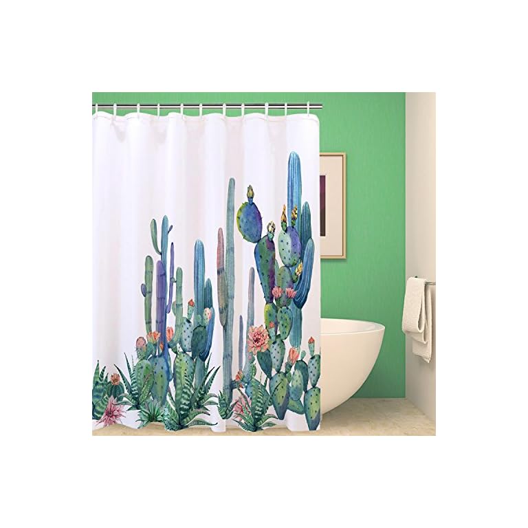 Alishomtll Bathroom Shower Curtain Tropical Cactus Shower Curtains with