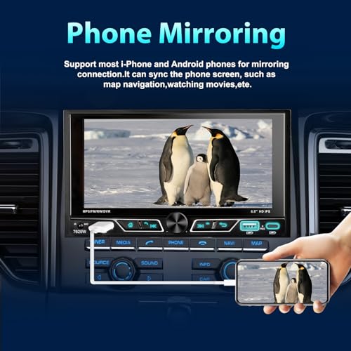 Alondy 2 Din Car Radio with 6.8 Inch Touch Screen Compatible with Wireless Apple CarPlay/Android Auto Bluetooth Rear View Camera AM/FM RDS Radio Type-C USB Quick Charge 2.1A