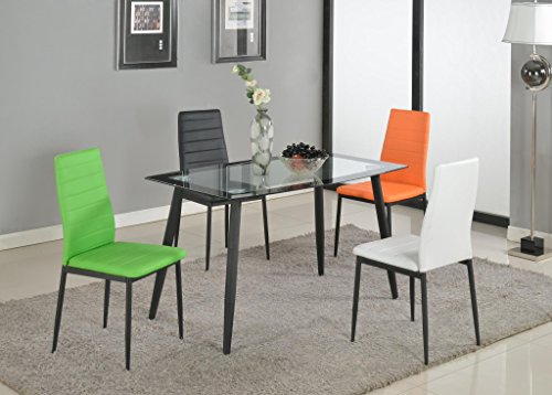 GTU Furniture Set of 4 PU Leather Dining Side Chairs with Padded Seat Foot Cap Protection Stable Frame Heavy Duty Elegant Ergonomically High Back Design for Kitchen Dining Room Home Furniture (Red)