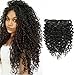 Lacer Clip in Human Hair Extensions Jerry Curly 3B 3C Real Hair Clip in Extensions For Black Women Natural Color 100% Brazilian African American Hair Extension (22 inch, Jerry Curly #1B)