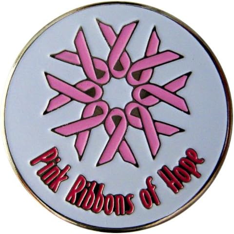 Pink Ribbons of Hope Breast Cancer Support Golf Ball Marker with Matching Hat Clip