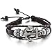 MOWOM Alloy Genuine Leather Bracelet Bangle Cuff Cord Anchor Surfer Wrap Adjustable