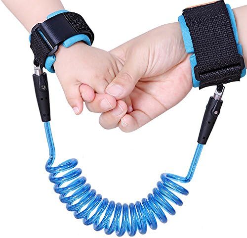 Wua Child Anti Lost Belt Safety Antilost Wristband Cotton Safe Wrist Strap 5ft for Kids/ Baby/ Toddlers (Blue)