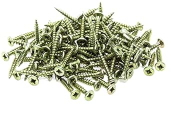 Pack Of 100 Pcs) Yellow Zinc Plated Steel 2.5 X 16 Mm Wood Screws, Chipboard Screws, Universal Pozi-Drive Screw, PZ Fully Threaded, Pozidriv Countersunk Head (100, 2.5 X 16 Mm