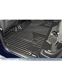 SMARTLINER   Alfombrillas de suelo (2 filas, para 2019 Ram 1500 Crew Cab con capitán de primera fila o asientos de banco), color negro