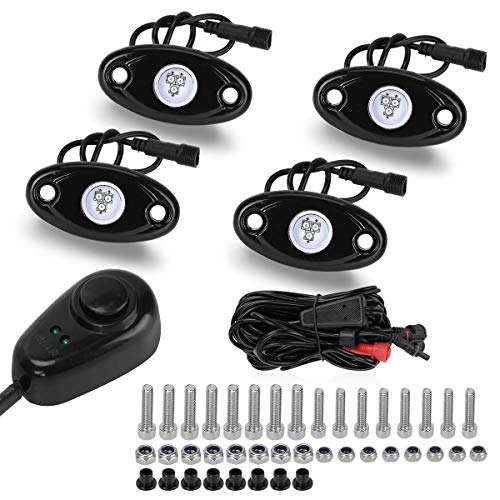 LED Rock Lights Kit, YITAMOTOR 4 Pods Single Color Rock Lights Neon