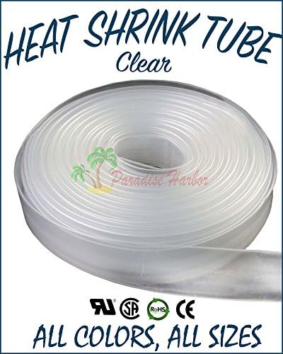 Paradise Harbor 25 Ft Clear 1/2" 13mm Heat Shrink Tubing Polyolefin Heat Shrink Tube 2:1 Heat Shrink Tubing Tube Cable