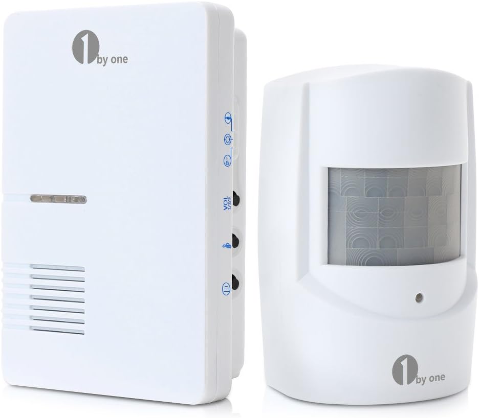 1byone Wireless Home Security Driveway Alarm, 1 Plugin Receiver and 1 PIR Motion