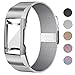 UHKZ Compatible for Fitbit Charge 3/Charge 3 SE Bands with Screen Protector Case, Stainless Steel Mesh Wristband Loop Accessories for Fitbit Charge 3/Charge 3 SE Smartwatch,Silver,S
