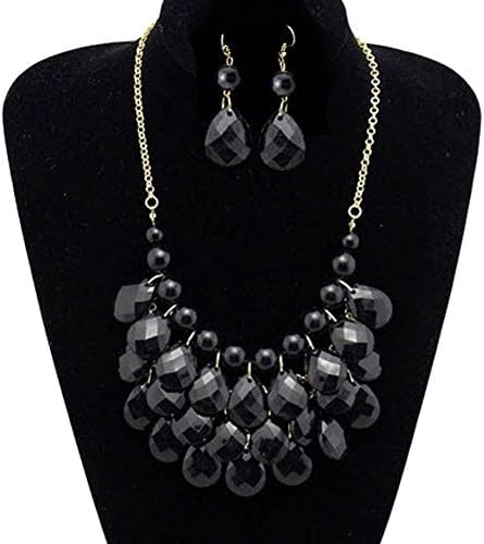 LuckyJewelry Vintage Women Choker Chunky Statement Bib Pendant Necklace & Earrings Set Trendy Bohemian Turkish