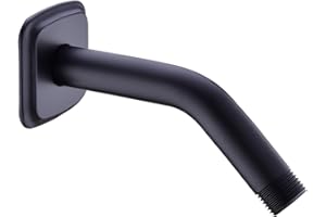 TRUSTMI 6-Inch Angled Shower Arm with Flange, Solid Stainless Steel, Wall Mounted Replacement Extension Tube for Fixed Shower Head, Matte Black