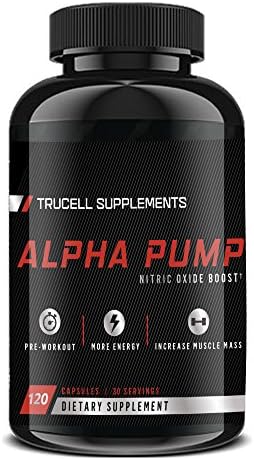 Trucell Supplements Nitric Oxide Booster Alpha Pump Formula For Intra and Pre Workout (120 Count)– L-Arginine and Beta Alanine to Enhance Strength, Endurance, and Circulation
