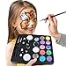 Face Paint Kit Safe & Non-Toxic 12 Color Paints + 2 Glitters + 30 Popular Stencils + 2 Versatile Brushes, 2 Sponges, 2 Double-headed Brush Paints 60 - 80 Faces Fun for Party and Festival