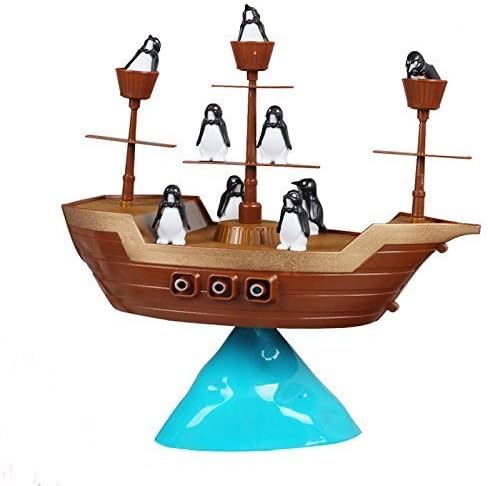 WISDOMTOY Plastic Pirate Boat Penguin Balance Board Game Educational Toy for Kids
