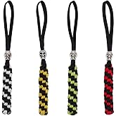 FINGERINSPIRE 4 Pcs 4 Colors Knife Lanyards with Beads 5.9inch Braid Lanyard with Alloy Skull Paracord Lanyard Pendant Decoration Outdoor Braid Pendant for Parachute Cord Tactical Lanyard for Knife