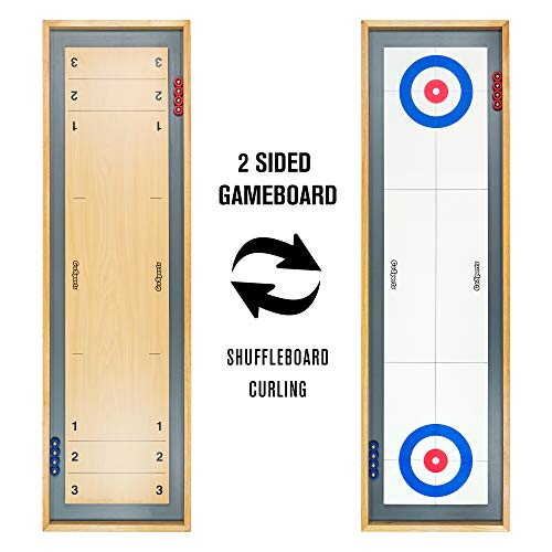 GoSports-Shuffleboard-and-Curling-2-in-1-Table-Top-Board-Game-with-8-Rollers-Great-for-Family-Fun