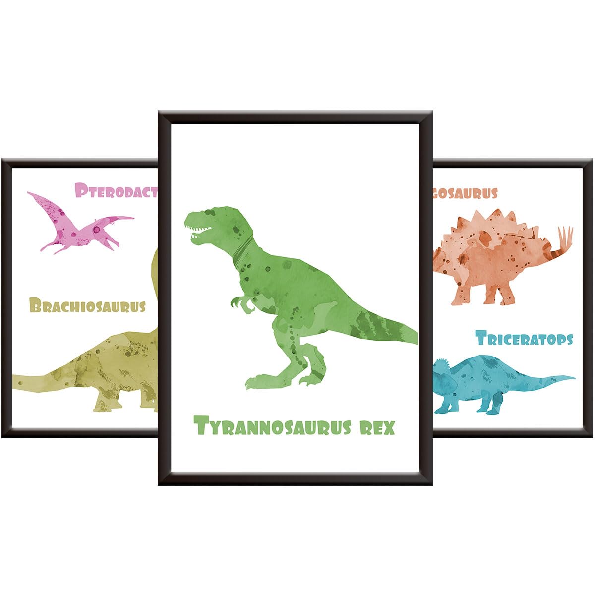 Hey Chimp Dinosaur Posters for Children - Educational Dinosaur Prints for Boys Room, Toddlers Room, Nursery or Playroom. Unframed Jurassic Posters Boys Wall Art - Colourful A4 Print Set