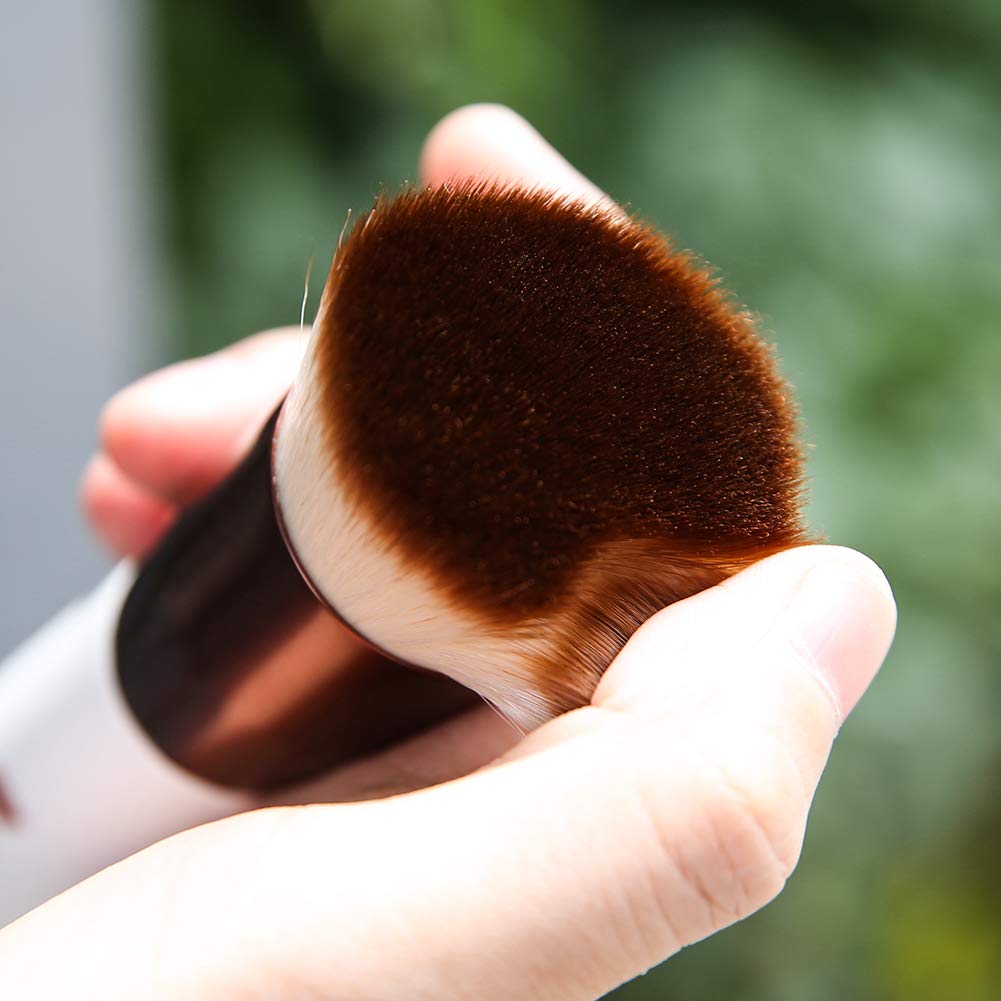 DUcare Flat Top Kabuki Foundation Brush, Synthetic Professional Liquid Blending Mineral Powder Makeup Tools, Rose Golden/White: Beauty